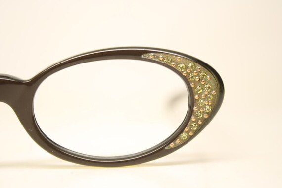 Small vintage cat eye glasses Brown Rhinestone un… - image 4