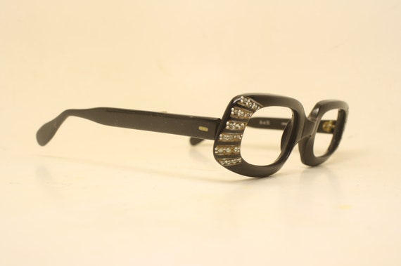 Vintage Cat Eye Glasses Black Small 1960s Glasses… - image 3