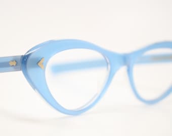 Vintage cat eye glasses Blue cateye eyeglasses NOS