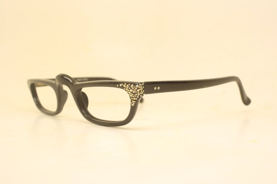 Vintage Cat Eye Glasses Black Small 1960s Glasses… - image 3