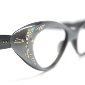 vintage grey cat eye glasses rhinestone cateye frames