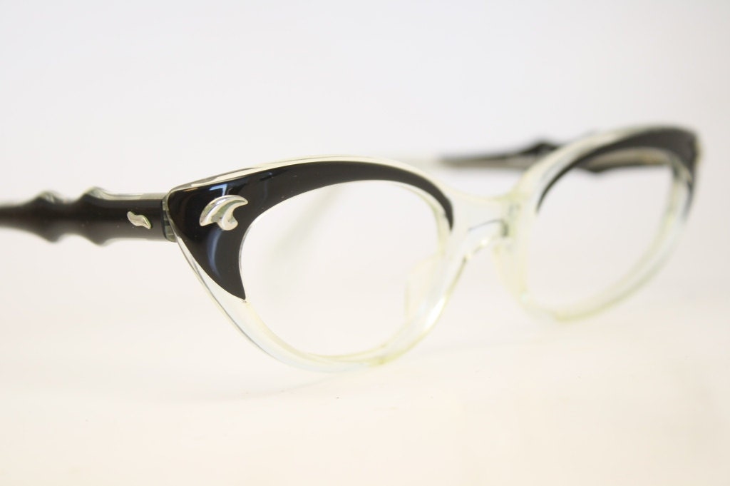 Black Clear cat eye glasses fade vintage eyeglass frames