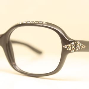 Ongebruikte Vintage Zwarte Strass Cat Eye Bril