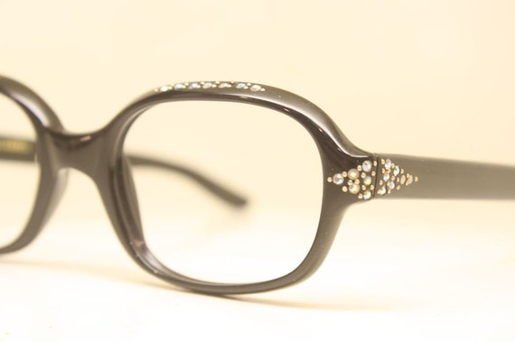 Unused Vintage Black Rhinestone Cat Eye Glasses - image 1