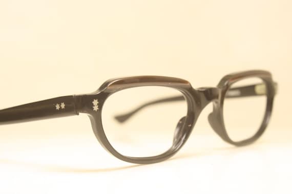 Black Brown Vintage Glasses Cat Eye Glasses Retro… - image 1