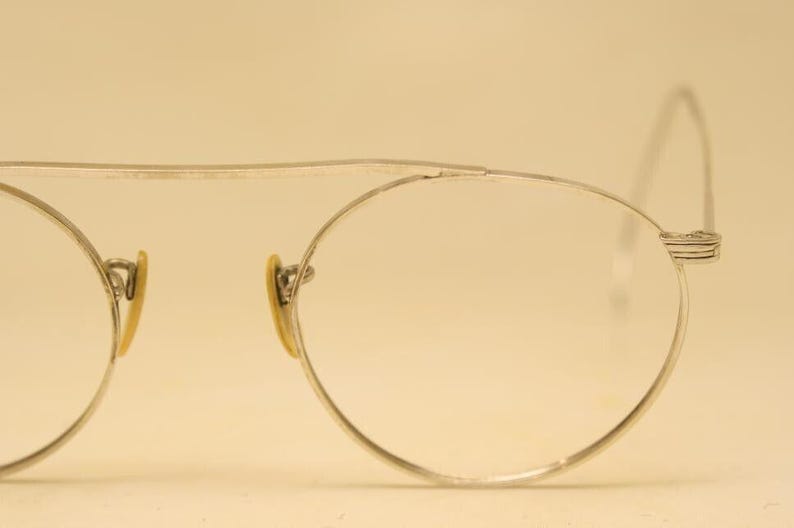 Vintage Eyeglasses AO Silver Frames 45x42mm Aviator 1940s Panto Antique ...