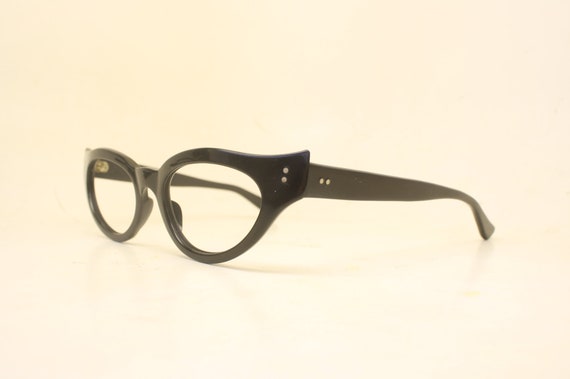 Vintage Cat Eye Glasses Black Small 1960s Glasses… - image 1