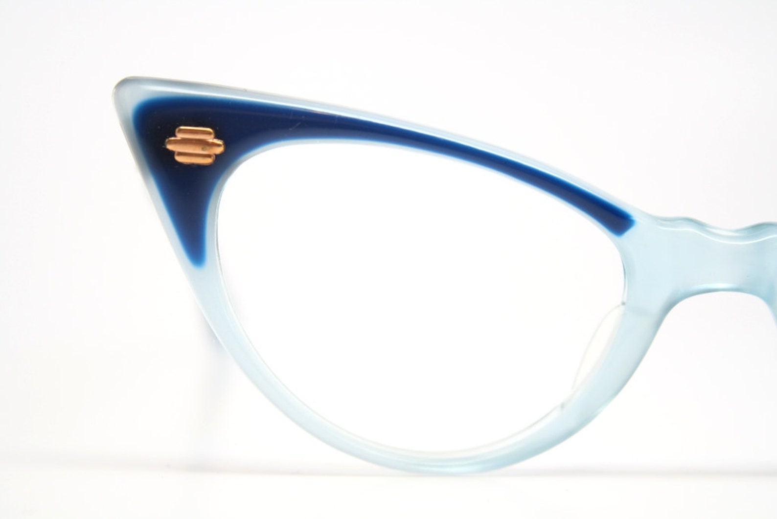 Blue cat eye glasses 2 tone vintage cateye eyeglasses Etsy