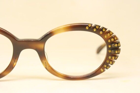 Oval Vintage cat eye glasses Tortoise 1960s glass… - image 3