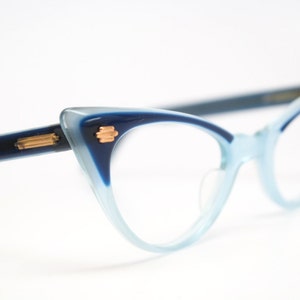 Small Blue cat eye glasses 2 tone vintage cateye eyeglasses