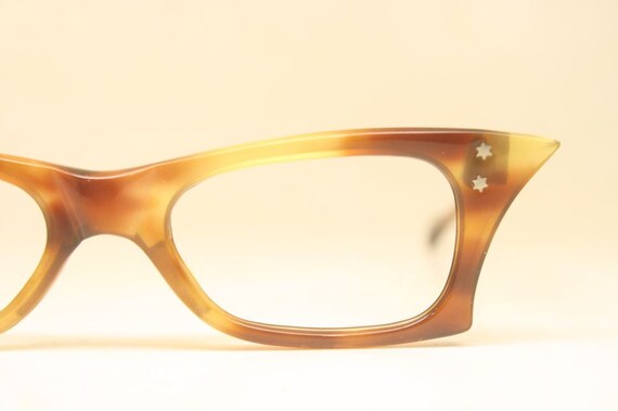 Unique Small Tortoise Cat Eye Glasses Unused Vint… - image 3