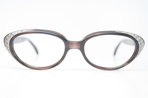 Marble rhinestone cat eye glasses vintage 1950s e… - image 2