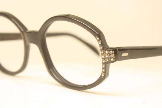 Unused Vintage Black Rhinestone Cat Eye Glasses - image 1