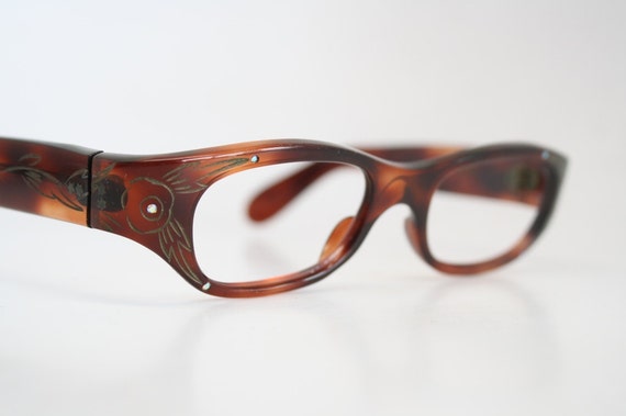 NOS Small Tortoise cat eye glasses vintage cateye… - image 1