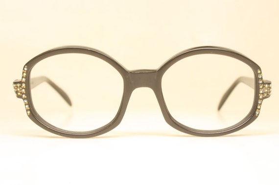 Unused Vintage Black Rhinestone Cat Eye Glasses - image 3