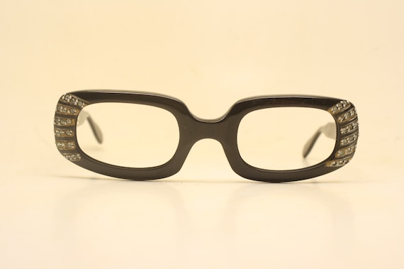 Vintage Cat Eye Glasses Black Small 1960s Glasses… - image 1