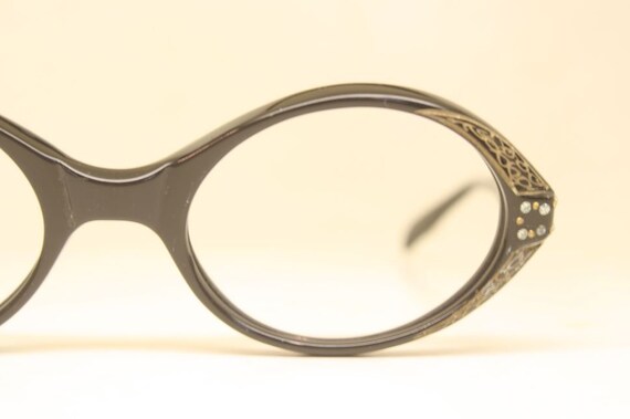Unused Vintage Black Rhinestone Cat Eye Glasses - image 3