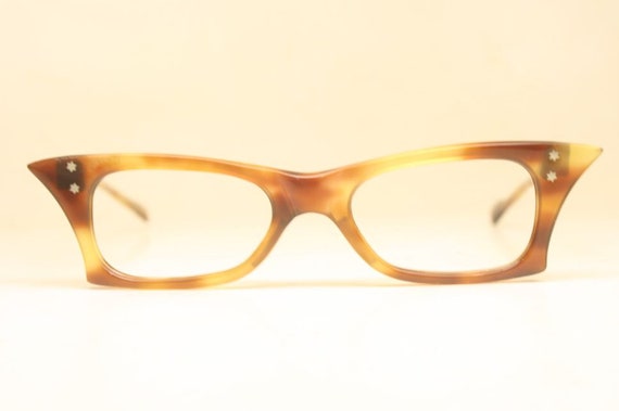 Unique Small Tortoise Cat Eye Glasses Unused Vint… - image 2