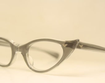 Small Vintage cat eye glasses gray cateye eyeglasses NOS