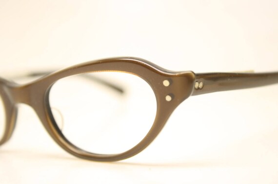 Unused Brown Vintage Cat eye glasses cat eye fram… - image 3