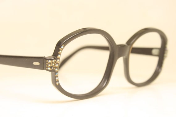Unused Vintage Black Rhinestone Cat Eye Glasses - image 2