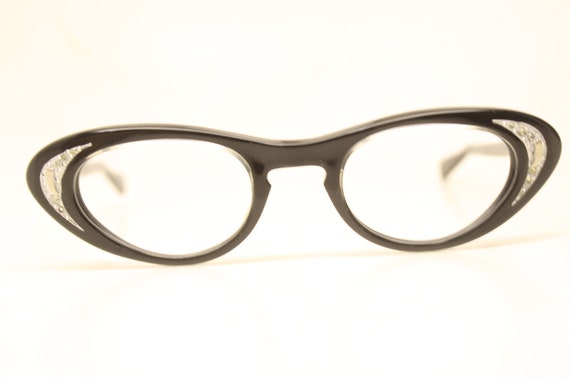 Cat Eye Glasses Small Unused Black vintage cateye… - image 3