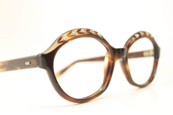 NOS Vintage Tortoise Rhinestone 1960's Eyeglasses