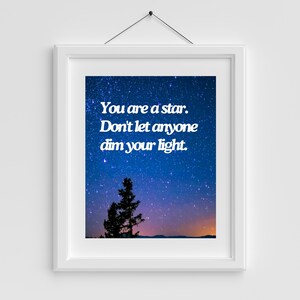 Du Bist ein Star | Motivierende Wandkunst | Sternenhimmel Fotografie | Ideal für Haus- und Bürodekor | Digitaler Download