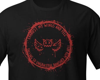 Fallen Angel T-Shirt – Dark Lyric Inspired Front Print – Streetwear Tee – Unisex Black Shirt