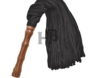 50 Falls Suede Leather Flogger - Handmade with Wood Handle, Real Cowhide