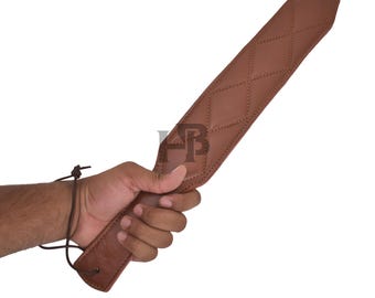 Artisan Leather Spanking Paddle - Elegant Riding Crop Paddle