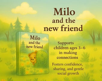 Milo and the new friend, digital children’s printable storybook PDF, kids emotional learning, friendship, confidence, bedtime story ages 3–6