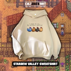 Stardew Valley Chicken Sweatshirt: Gamer Gift, Farm Life Sim Hoodie
