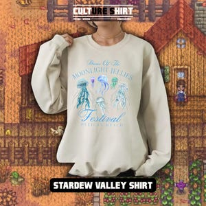 Moonlight Jellies Festival Sweatshirt: Stardew Valley Game, Cozy Cotton Crewneck
