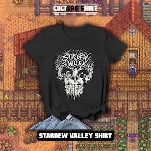 Skull Stardew Valley T-Shirt: Retro 8-Bit RPG Game Shirt