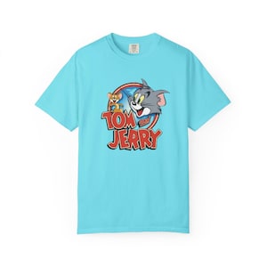 Tom en Jerry uniseks T-shirt, cartoon grafisch T-shirt, grappig vintage shirt, cadeau voor animatiefans, kleding klassieke tv-shows