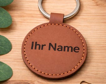 Personalisierter Kunstleder Schlüsselanhänger Rund