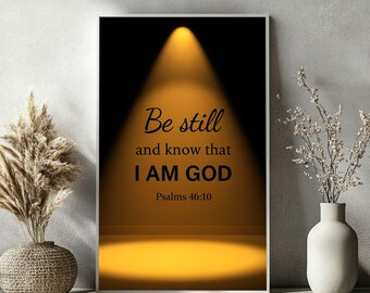 Christliche Wandkunst, Zitate aus Bibelversen, Beliebt, Schriftgalerie, Schwarzweißdrucke, | Psalm 46:10 | Druckbar | Schrift-Deco