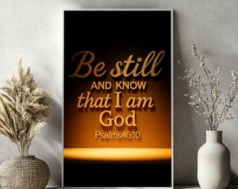 Wandkunst, Zitate aus Bibelversen, beliebt, Schriftgalerie, Schwarzweißdrucke, | Psalm 46:10 |Christian Printable| Schrift Dekor