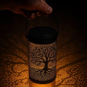 Elegant Tree of Life Lantern – Solar LED Light,Hanging Outdoor Decor for Porch, Garden,Backyard or Cozy Evening Ambience, Waterproof/Stylish