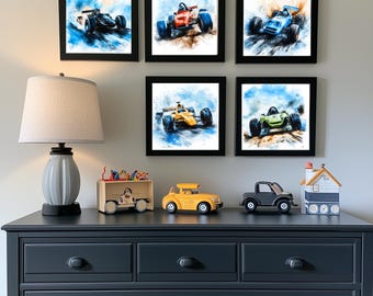 Racecar Art For Boys Room Wall Art Racing Pictures For Kids Room Wall Decor Car Art NASCAR Picture For Boy Art Fun Pictures For Kids Poster