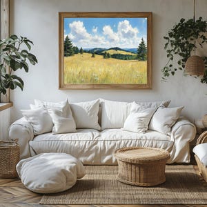 Nature Painting For Living Room Art Meadow Picture For Home Art Mountain Meadow Painting For Hiker Decor For Cabin Picture Of Mountains Art