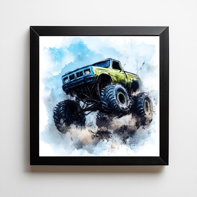 Monster Truck Art for Boys Room Wall Art Trucks Painting