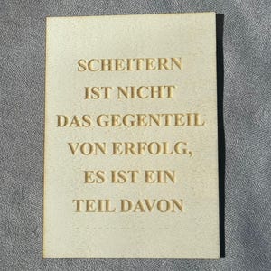 Motivationskarte aus Holz – „Scheitern ist nicht das Gegenteil von Erfolg“ – Mutmachkarte – Geschenk für Prüfungen, Neuanfänge & Mut