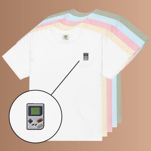 Retro Game Console Embroidered T-Shirt, Organic Cotton Gamer Tee, Vintage Gaming Shirt Unisex Streetwear