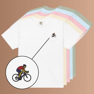 Broderad t-shirt för landsvägscykel, cykeltröja i ekologisk bomull, minimalistisk cykeltröja unisex