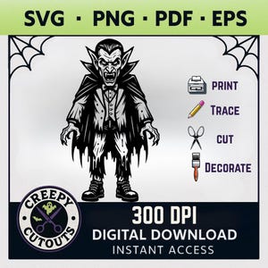 Vampire Dracula Halloween Clipart – Svg, Png, Pdf, Eps – 300 dpi Digital Download
