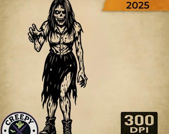 Female Zombie Halloween Clipart – Svg, Png, Pdf, Eps – 300 dpi Digital Download