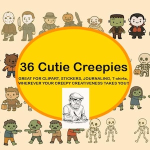 36 Adorable Monster Kids, Trick-or-Treaters | Png Svg EPS PDF | Digital Halloween Cutouts, Coloring Pages & DIY Craft Files 300 Dpi