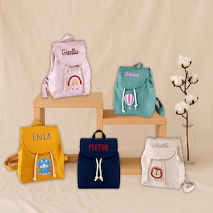 Sac à dos personnalisé avec nom brodé, motif animal | Sac à dos pour crèche, école, jardin d'enfants | Idée cadeau pour bébé garçon fille